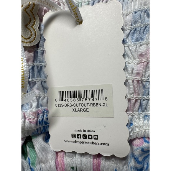 Simply Southern Floral Bow Mini Dress Tie Shoulder Cutout XL - Picture 4 of 13